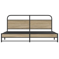 Cadre de lit en métal sans matelas chêne fumé 200x200 cm 