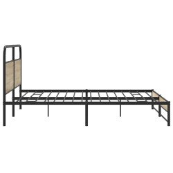 Cadre de lit en métal sans matelas chêne fumé 200x200 cm 