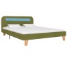 Cadre de lit avec LED sans matelas vert tissu 140x200 cm 