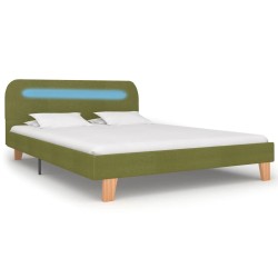 Cadre de lit avec LED sans matelas vert tissu 140x200 cm 