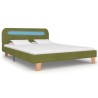 Cadre de lit avec LED sans matelas vert tissu 140x200 cm 