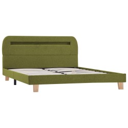 Cadre de lit avec LED sans matelas vert tissu 140x200 cm 