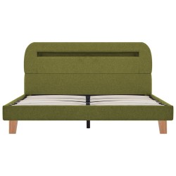 Cadre de lit avec LED sans matelas vert tissu 140x200 cm 
