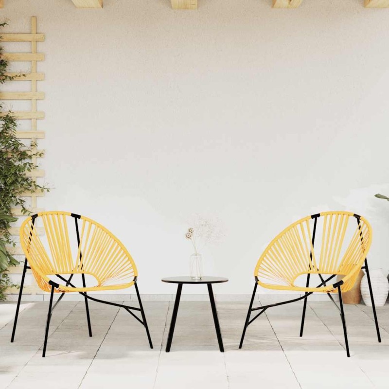 Lot de 3 Chaise de jardin noir et jaune résine tressée 