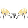 Lot de 3 Chaise de jardin noir et jaune résine tressée 