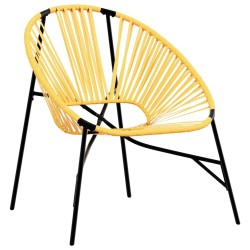 Lot de 3 Chaise de jardin noir et jaune résine tressée 