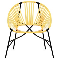 Lot de 3 Chaise de jardin noir et jaune résine tressée 