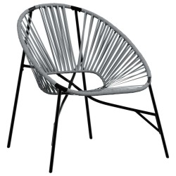 Lot de 3 Chaise de jardin noir et gris clair résine tressée 