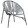 Lot de 3 Chaise de jardin noir et gris clair résine tressée 