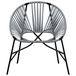 Lot de 3 Chaise de jardin noir et gris clair résine tressée 