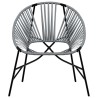 Lot de 3 Chaise de jardin noir et gris clair résine tressée 