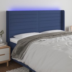 Tête de lit à LED Bleu 183x16x118/128 cm Tissu 