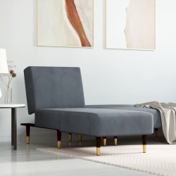 Chaise longue gris foncé velours 