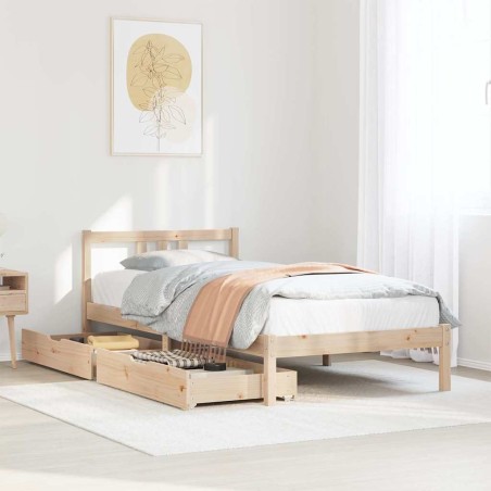 Cadre de lit sans matelas 75x190 cm bois de pin massif 