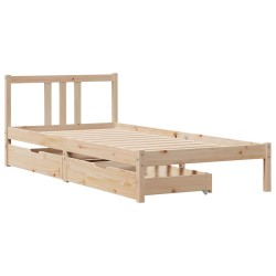Cadre de lit sans matelas 75x190 cm bois de pin massif 