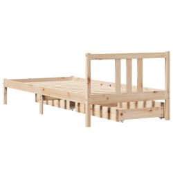 Cadre de lit sans matelas 75x190 cm bois de pin massif 