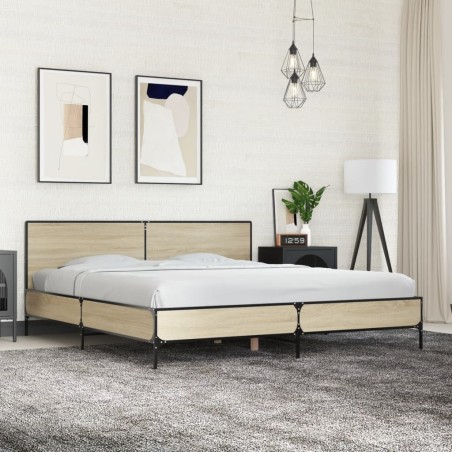 Cadre de lit sans matelas chêne sonoma 200x200 cm 
