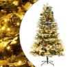 Sapin de Noël pré-éclairé et pommes de pin vert 195cm PVC et PE 
