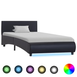 Cadre de lit avec LED sans matelas noir similicuir 90x200 cm 