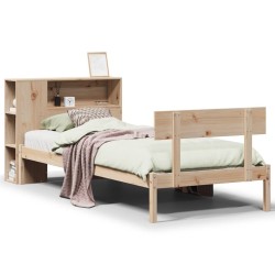 Lit bibliothèque sans matelas 90x200 cm bois de pin massif 
