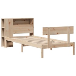 Lit bibliothèque sans matelas 90x200 cm bois de pin massif 