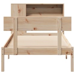 Lit bibliothèque sans matelas 90x200 cm bois de pin massif 
