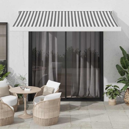 Auvent rétractable anthracite/blanc 3x2,5 m tissu et aluminium 