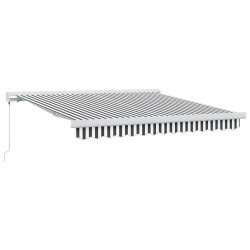 Auvent rétractable anthracite/blanc 3x2,5 m tissu et aluminium 