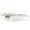 Cadre de lit sans matelas blanc bois de pin massif 