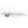Cadre de lit sans matelas blanc bois de pin massif 