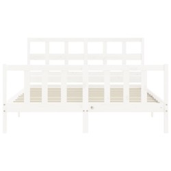 Cadre de lit sans matelas blanc bois de pin massif 