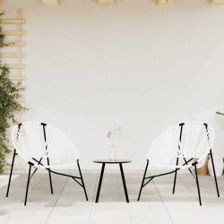 Lot de 3 Chaise de jardin noir et blanc résine tressée 