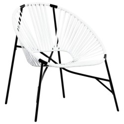 Lot de 3 Chaise de jardin noir et blanc résine tressée 