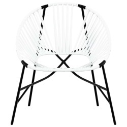 Lot de 3 Chaise de jardin noir et blanc résine tressée 