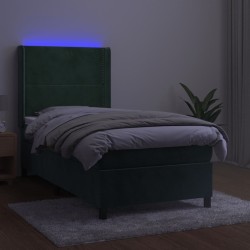 Sommier à lattes de lit matelas LED Vert foncé 90x190cm Velours 