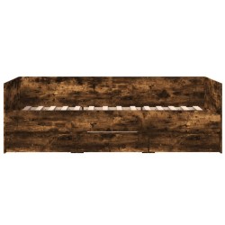 Lit de jour avec tiroirs sans matelas chêne fumé 100x200 cm 