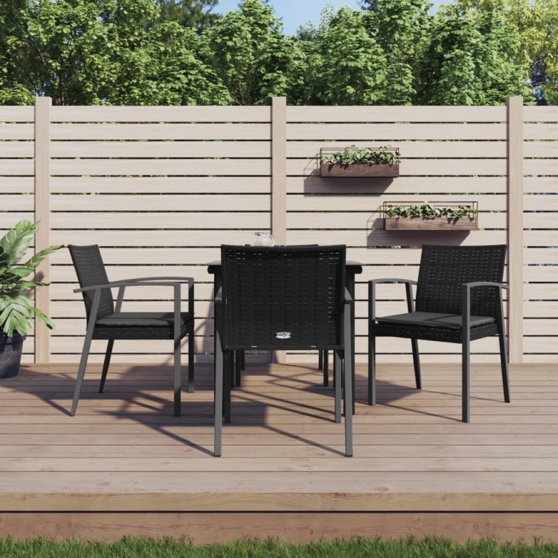 Ensemble à manger de jardin 5 pcs coussins résine tressée acier 