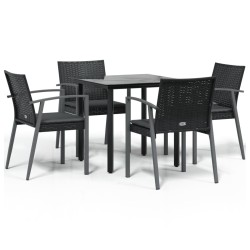 Ensemble à manger de jardin 5 pcs coussins résine tressée acier 