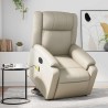 Fauteuil inclinable de massage électrique crème similicuir 