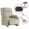 Fauteuil inclinable de massage électrique crème similicuir 