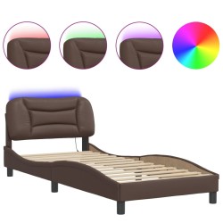 Cadre de lit avec LED sans matelas marron 80x200 cm 
