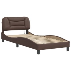 Cadre de lit avec LED sans matelas marron 80x200 cm 