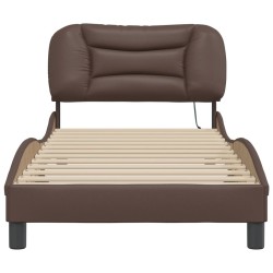 Cadre de lit avec LED sans matelas marron 80x200 cm 