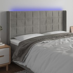 Tête de lit à LED Gris clair 163x16x118/128 cm Velours 