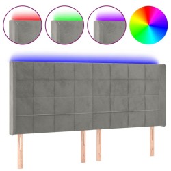 Tête de lit à LED Gris clair 163x16x118/128 cm Velours 
