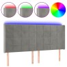 Tête de lit à LED Gris clair 163x16x118/128 cm Velours 