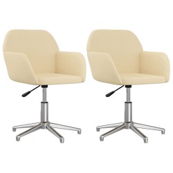 Chaises pivotantes à manger lot de 2 Crème Tissu 