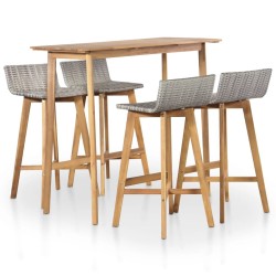 Ensemble à manger d'extérieur 5 pcs Bois d'acacia solide 