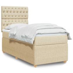 Sommier à lattes de lit avec matelas Crème 90x200 cm Tissu 
