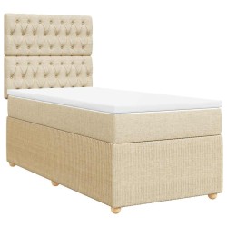 Sommier à lattes de lit avec matelas Crème 90x200 cm Tissu 